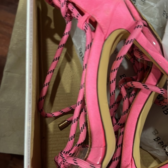 Pretty in Pink Lace up Stilettos - Picture 6 of 6